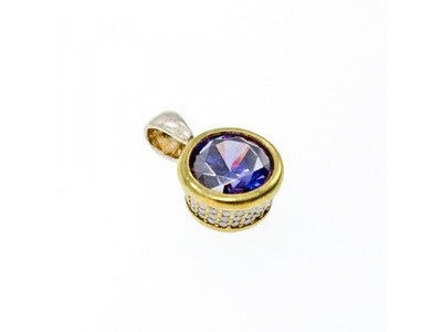 925 Sterling Silver with Gilding Tanzanite & CZ Set Ring Size 8.5