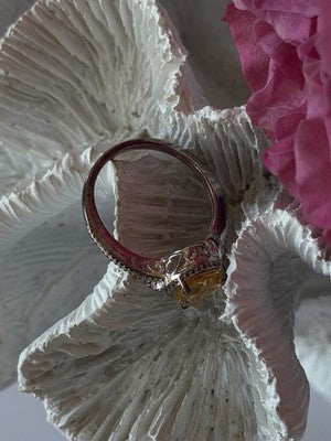 925 Sterling Silver Citrine Ring Size 7