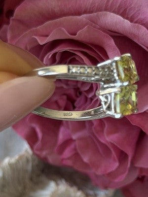 925 Sterling Silver Citrine Ring Size 10