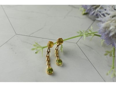 14K Yellow Gold Heliodor & Tsavorite Earrings