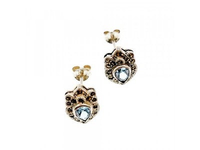 925 Sterling Silver Topaz & Marcasites Stud Earrings