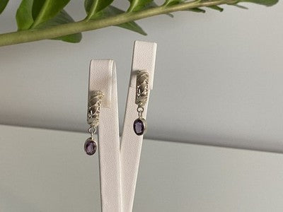 Vintage 925 Sterling Silver Tourmaline Earrings