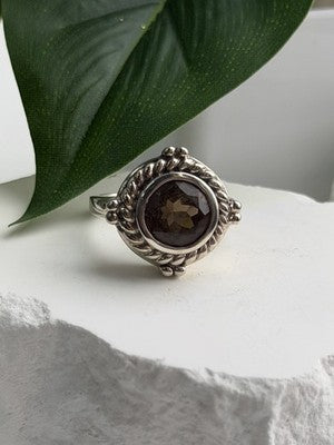 Vintage 925 Sterling Silver Brown Tourmaline Ring Size 9