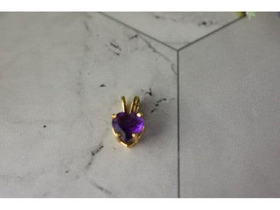 14K Yellow Gold Amethyst Heart Pendant