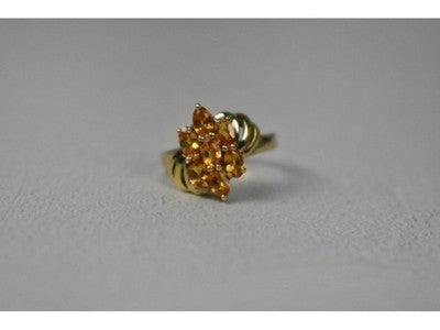 925 Sterling Silver Gold Plated Heliodor Ring Size 6.75