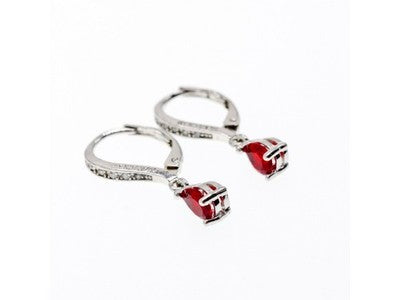 925 Sterling Silver Ruby & CZ Earrings