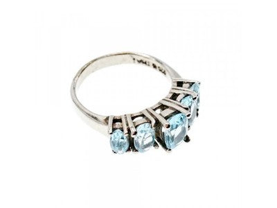 925 Sterling Silver Blue Spinel Ring Size 6.5