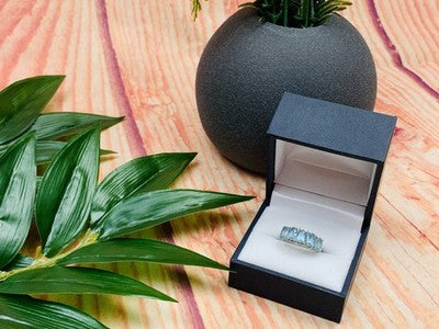 925 Sterling Silver Blue Spinel Ring Size 6.5