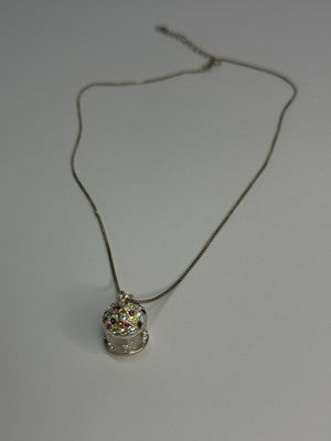 925 Sterling Silver Multi-Color CZ Merry-Go-Round Pendant Necklace Length 18/16