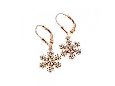 925 Sterling Silver CZ "Snowflakes" Earrings