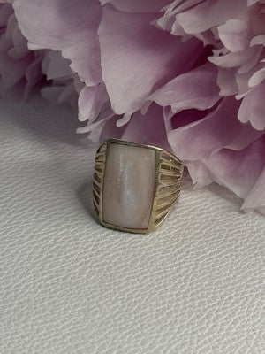 925 Sterling Silver Pink Abalone Ring Size 7.5