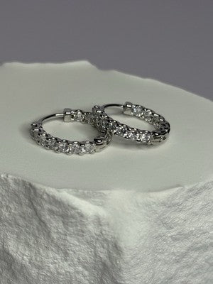 925 Sterling Silver CZ Earrings Length 0.7 Inch