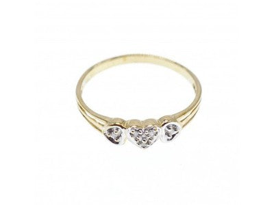 10K Yellow Gold Diamonds "Heart" Ring Size 7