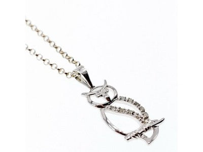 925 Sterling Silver CZ "Owl" Chain With Pendant Italy