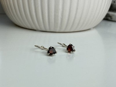925 Sterling Silver Spessartine "Hearts" Earrings
