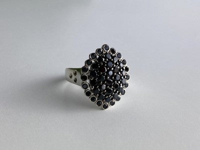 925 Sterling Silver Sapphires & CZ Ring Size 9
