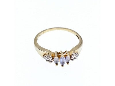 10K Yellow Gold Tanzanite & Diamonds Ring Size 7