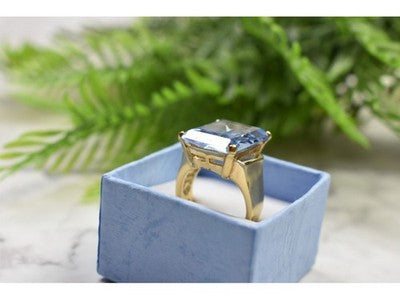 925 Sterling Silver Gold Plated Iolite Ring Size 6.5