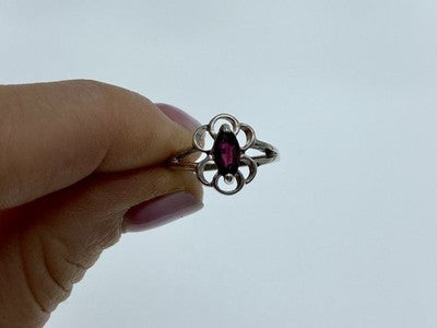 925 Sterling Silver Almandine Ring Size 5.5
