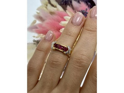 925 Sterling Silver Gold Plated Pink Topaz Ring Size 5