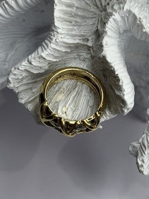 925 Sterling Silver Gold Plated Cz Band Ring Size 7