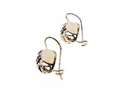 Vintage 925 Sterling Silver Mother Of Pearl Earrings