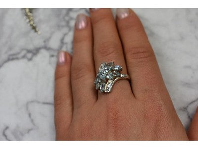 925 Sterling Silver Blue Spinel Ring Size 8
