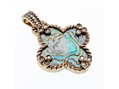 925 Sterling Silver Haliotis & CZ Pendant