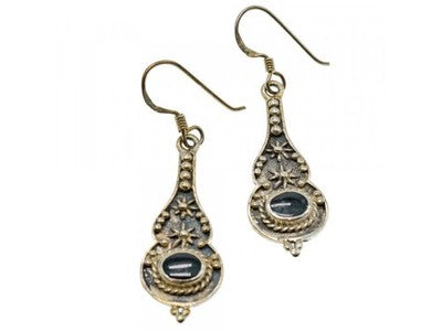 Vintage 925 Sterling Silver Black Onyx Earrings