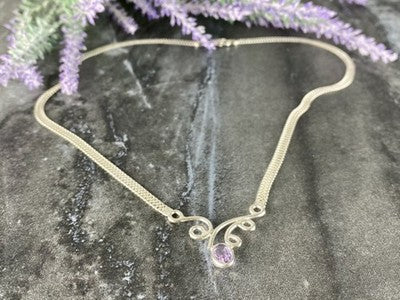 925 Sterling Silver Amethyst Necklace Italy