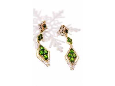 925 Sterling Silver Gold Plated Emerald Earrings