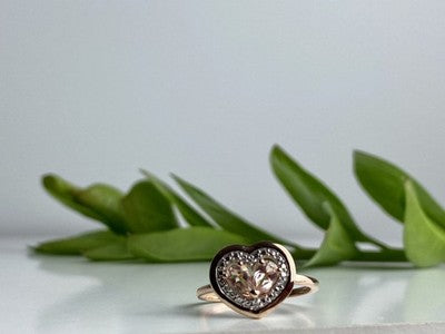 925 Sterling Silver Gold Plated Morganite Ring Size 10