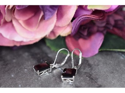 925 Sterling Silver Black Agate Earrings