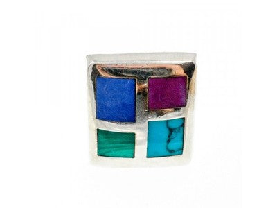 925 Sterling Silver Multicolor Agate Ring Size 5.5