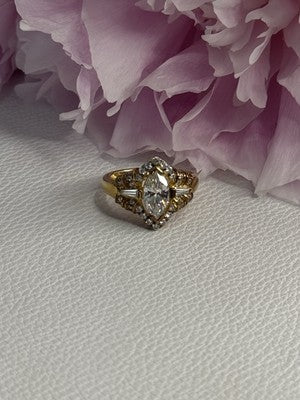 925 Sterling Silver Gold Plated CZ Ring Size 5