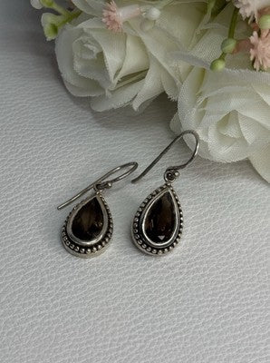 925 Sterling Silver Brown Tourmaline Earrings Length 1.30 Inch