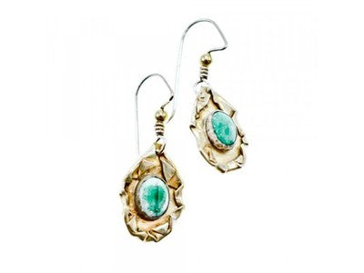 Vintage 925 Sterling Silver Malachite Earrings
