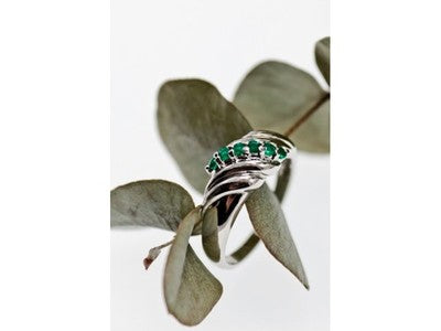 925 Sterling Silver Green CZ Ring Size 10.5