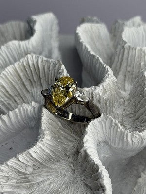 NV 925 Sterling Silver Citrine & White Spinel Ring Size 8
