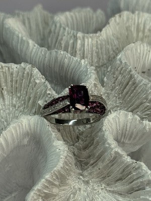 10K White Gold Spinel & Diamond Ring Size 6.5