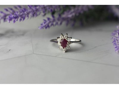 925 Sterling Silver Pink Spinel and CZ Ring Size 8