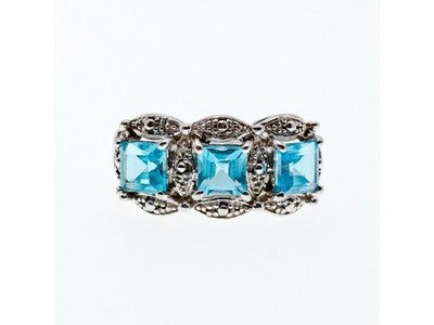 925 Sterling Silver Topaz Ring Size 8