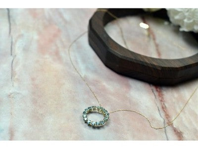 10K Yellow Gold Topaz Chain With Pendant