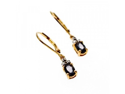 925 Sterling Silver Gold Plated Sapphires Earrings