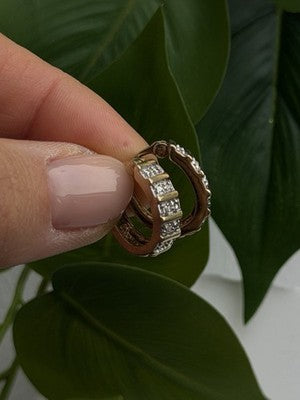 Retro Channel 925 Sterling Silver Gold Plated Elegant Hoop Earrings