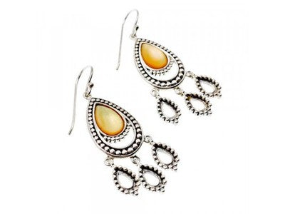 Vintage 925 Sterling Silver Agate Earrings