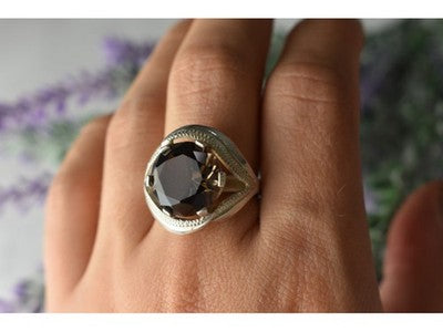 925 Sterling Silver Hessonite Ring Size 9