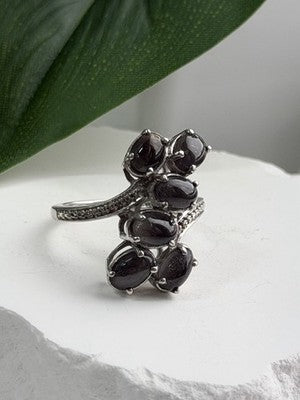925 Sterling Silver Black Star Sapphire Ring Size 7