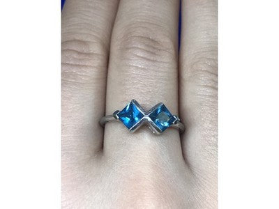 925 Sterling Silver Blue Jadeite Ring Size 8.5