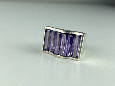 925 Sterling Silver Purple Tourmaline Ring Size 6